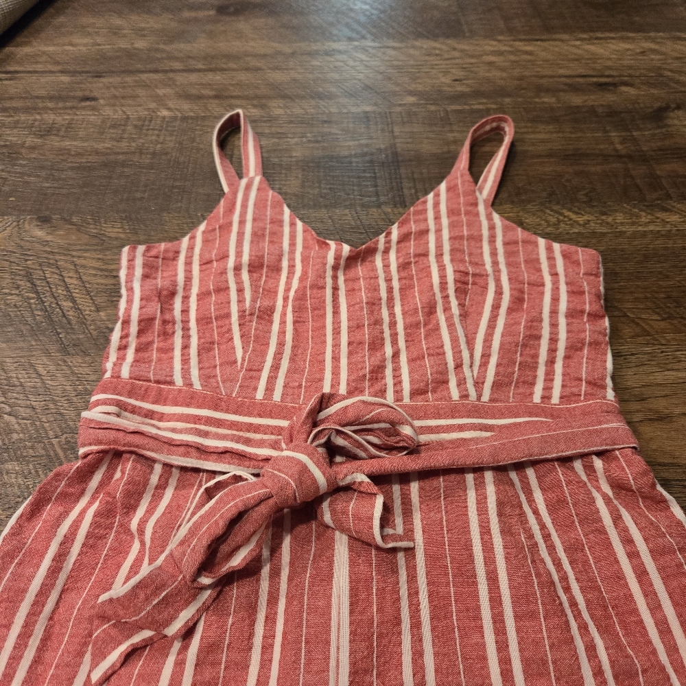 Anthropologie Ett:Twa Robin Striped Wide Leg Jumpsuit Red White Cotton Preppy SP - Picture 3 of 12